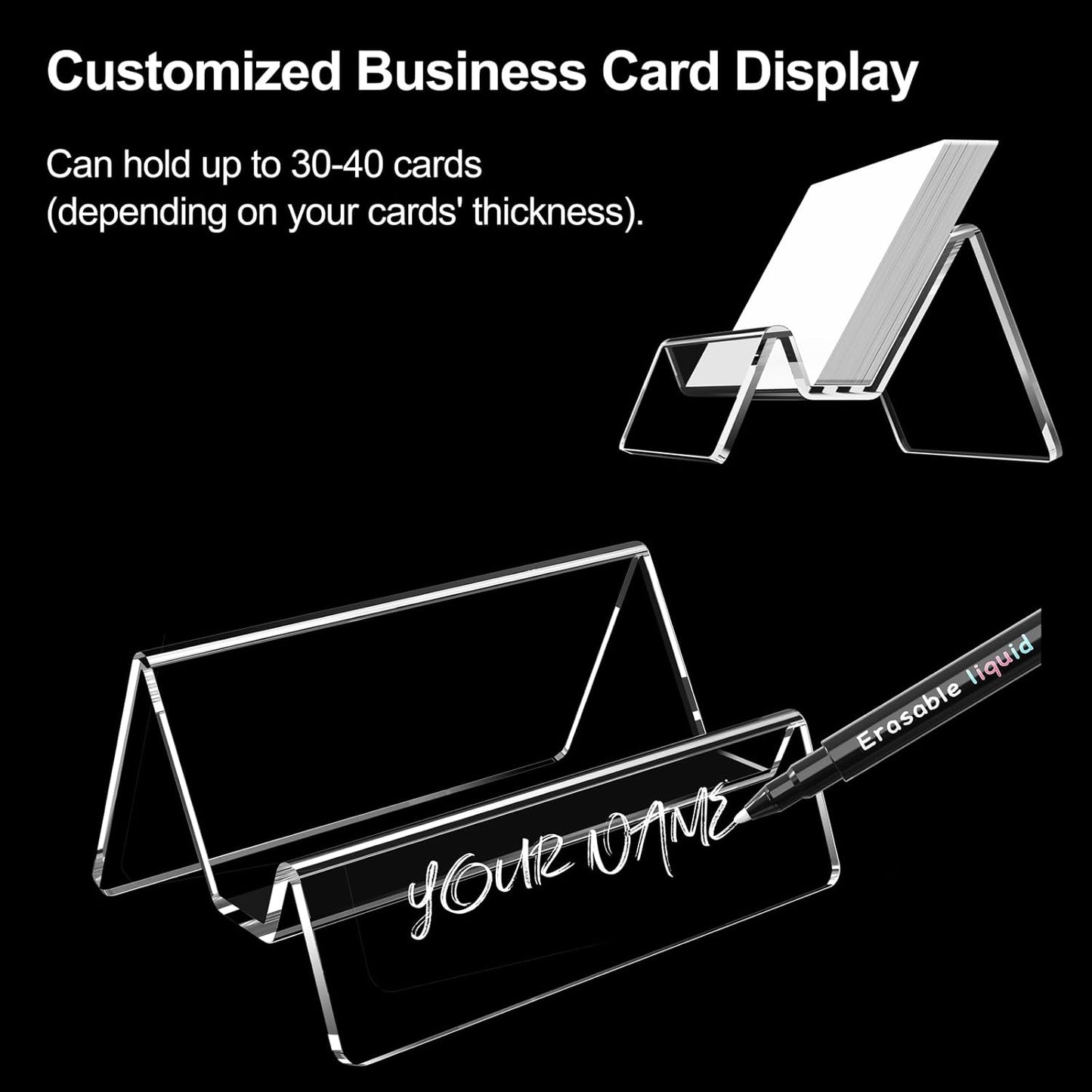 Acrylic Business Card Holder for Desk & Counter, Business Card Holder Display, Clear Business Card Stand, Business Cards Holder Stand, Desktop Plastic Name Card Organizer, 3 Pack