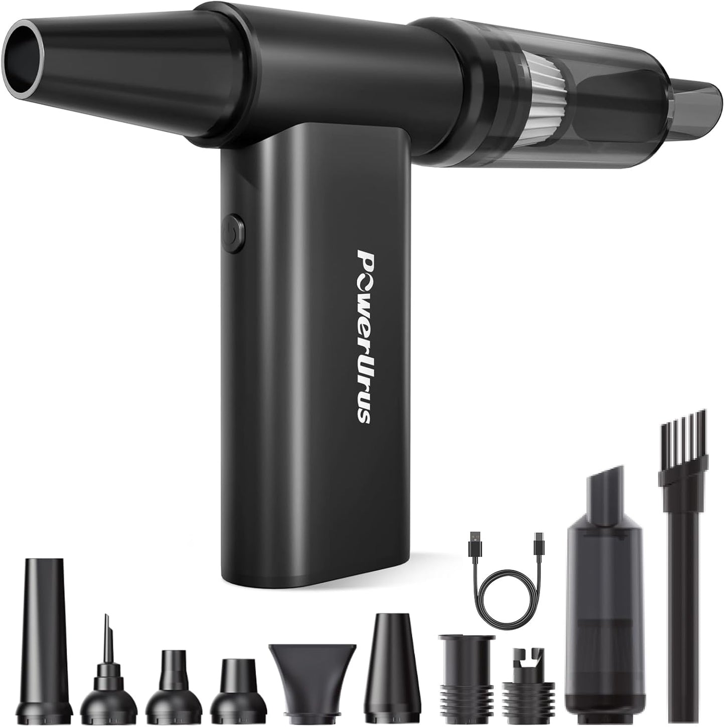 Compressed Air Duster, PowerUrus 200000RPM Electric Air Duster with Brushless Motor, 4-Gear Adjustable Cordless Air Blower, 8000mAh Rechargeable Air Duster for Keyboard, PC, Outdoor and Home Cleaning