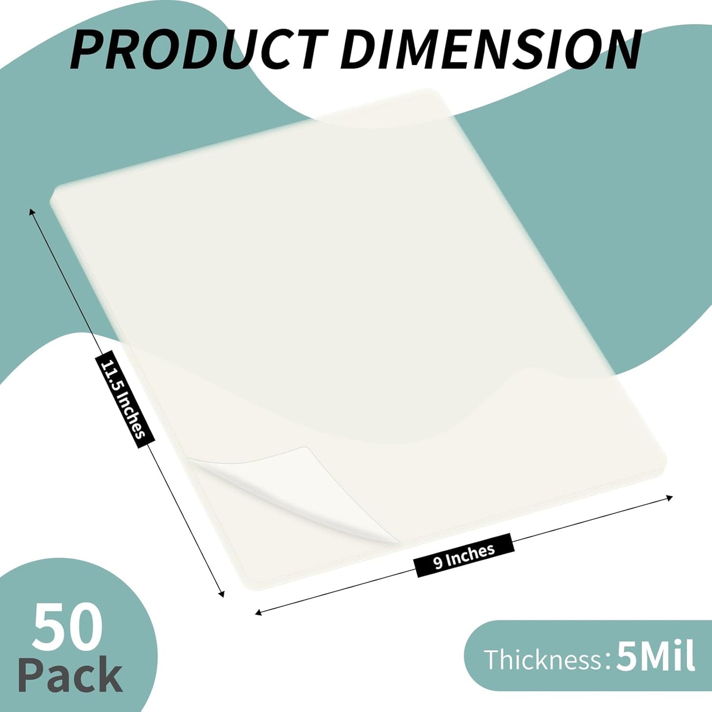 Laminating Sheets - 5Mil Thermal Laminating Pouches, 9"x11.5" Clear Laminate Sheets for Schedules, Menus, Certificates, Art Drawings, Round Corner, 50 Pack