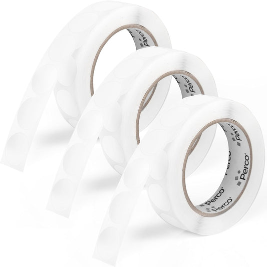 Perco Clear 1-Inch Round Circle Dot Sticker Labels - Multi-Roll Pack (3 Rolls, 1,000 Labels Each) - Permanent Adhesive, Vibrant Colors, Strong Hold - Perforated for Easy Use - Made in USA