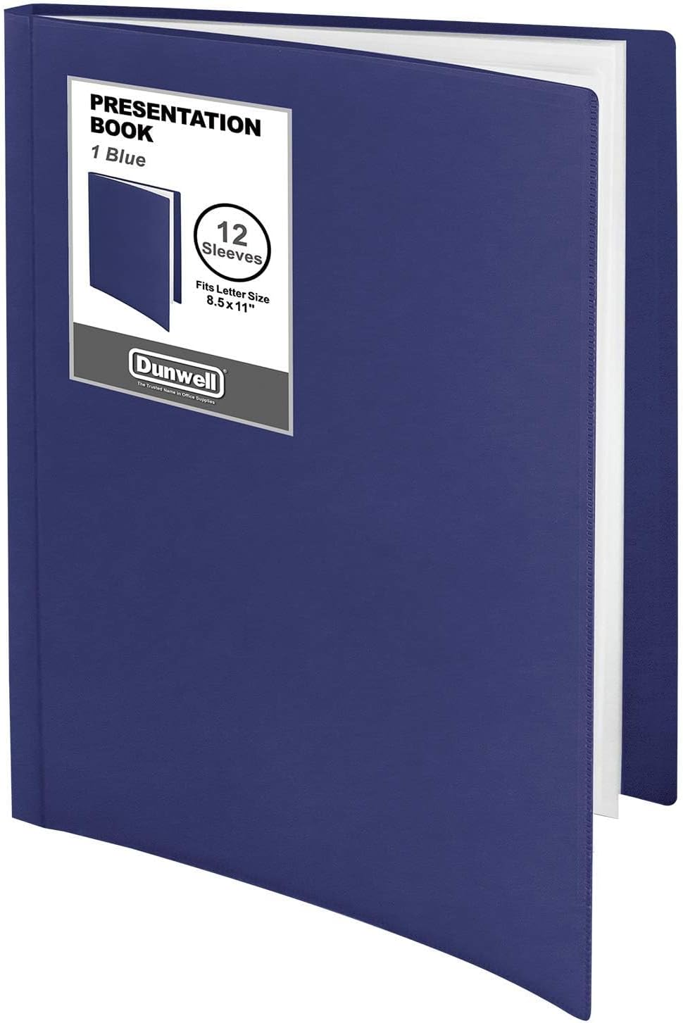 Dunwell Presentation Binder 12-Pocket, Displays 24 Pages, 8.5x11 Portfolio Binder with Plastic Sleeves, Storage and Organizer for Documents, Certificates, Projects, Photos (Blue)
