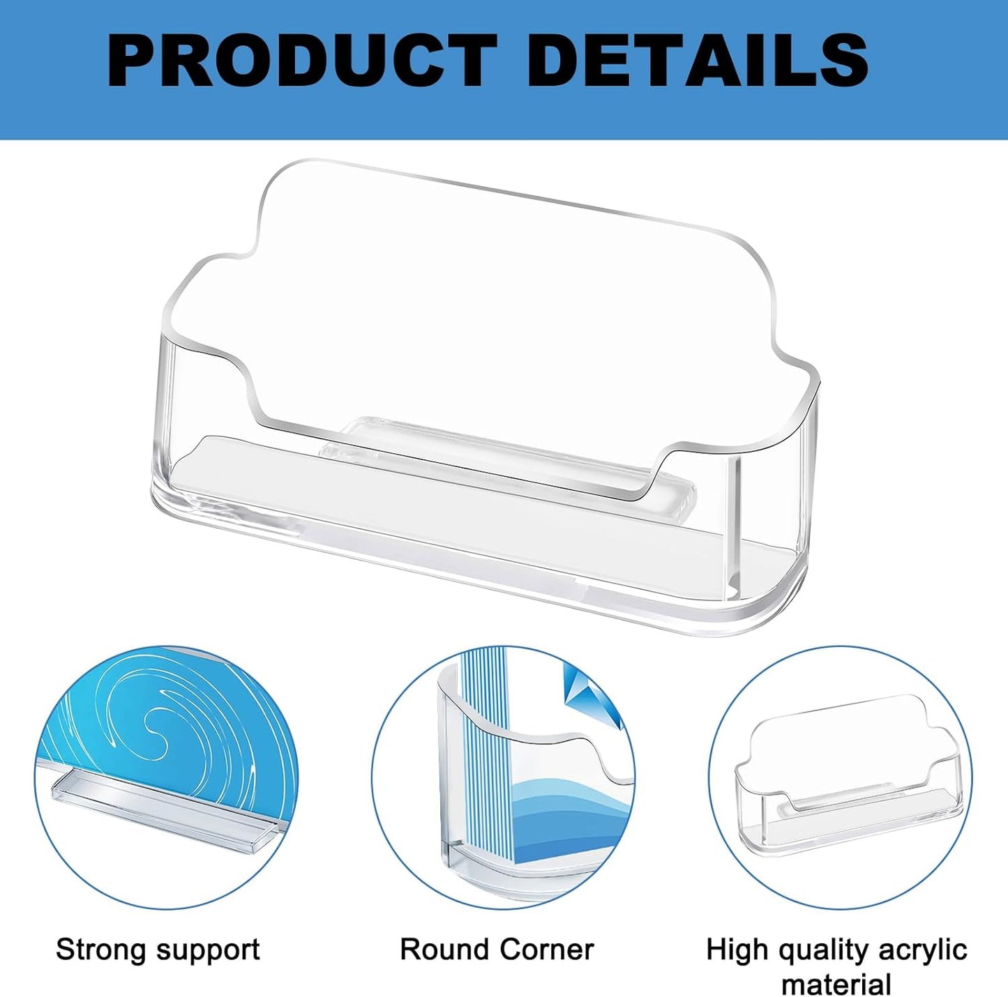 Mototo Acrylic Business Card Holder for Desk, 40 Pack Plastic Business Card Display Clear Business Card Holder Desktop Cards Stand for Home Office Exhibition Desk Table, Fits 30-50 Business Cards