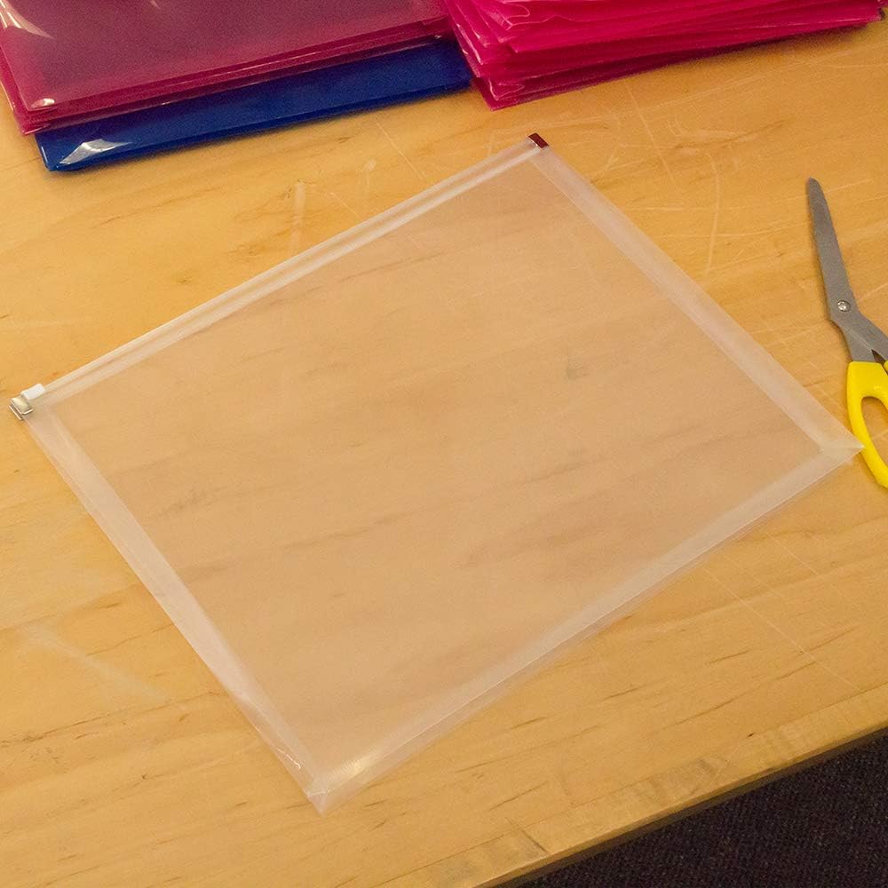JAM PAPER Plastic Envelopes with Zip Closure - Letter Booklet - 9 3/4 x 13 - Clear - 12/Pack