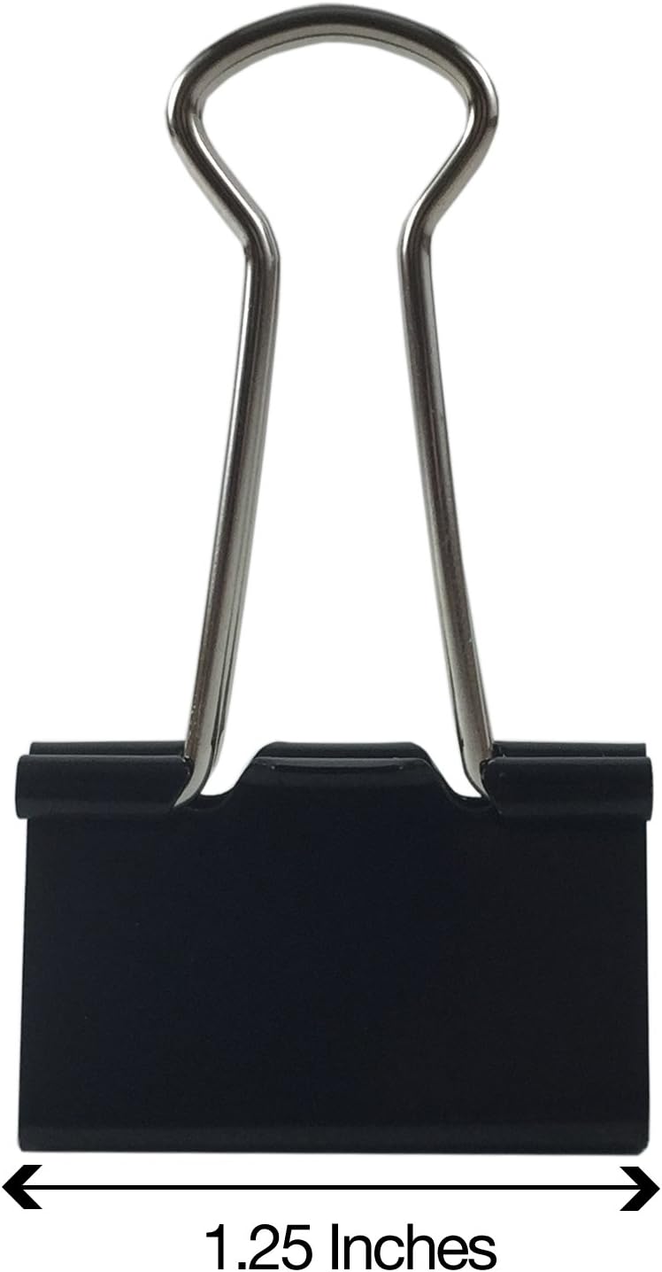 Clipco Binder Clips Medium 1.25-Inch Black 96-Pack