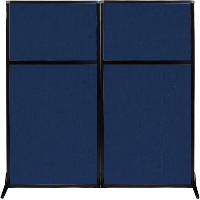 Versare Workstation Partition | Portable Wall Divider | Modern Office Cubicle | Free Standing Privacy Screen | Flexible Work Space | 66" x 70" Navy Blue Fabric Panels