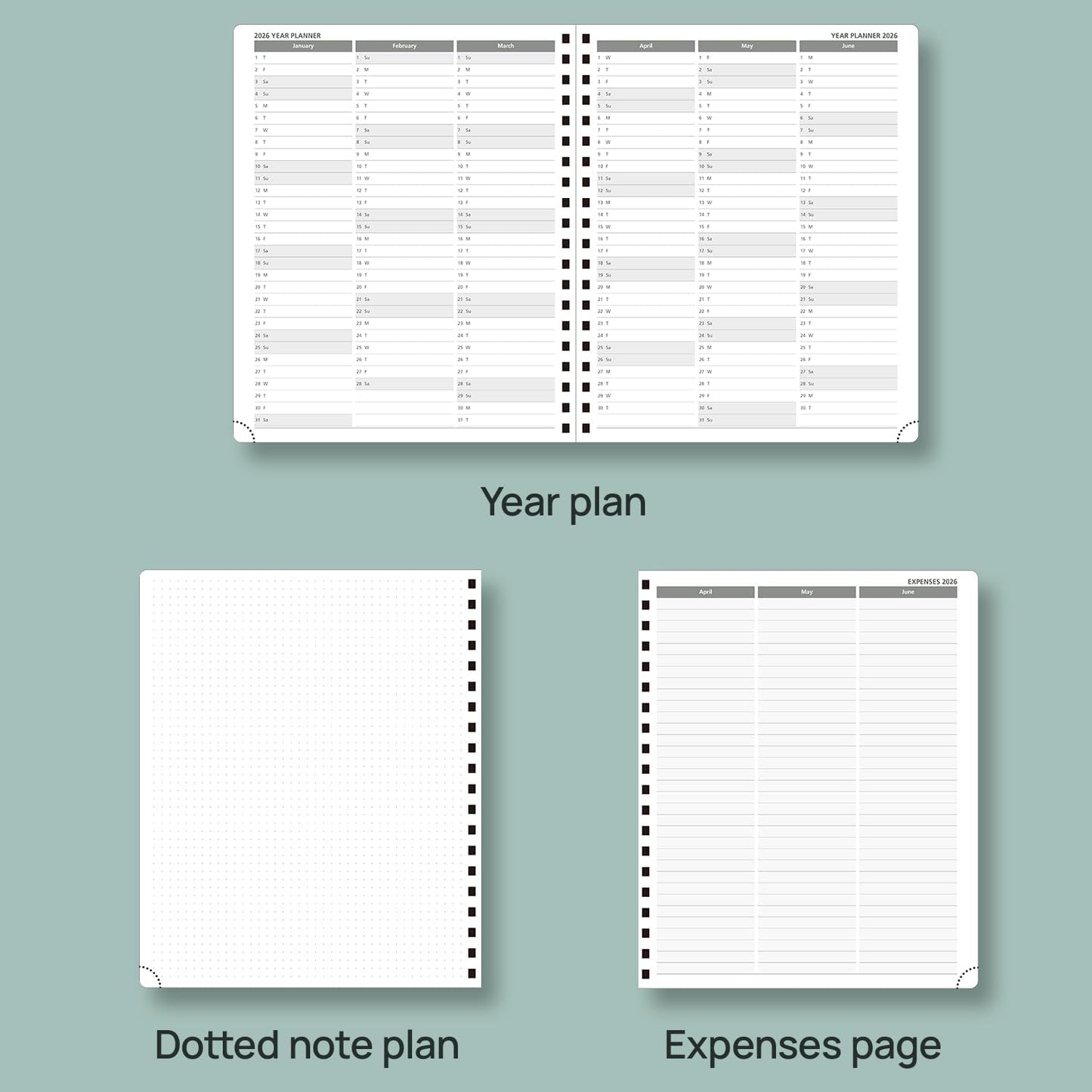 POPRUN Planner 2025-2026 (Large - 8.5'' x 10.5'') Academic Weekly Calendar (July 2025 - June 2026) with Hourly Time Slots, Monthly Tabs, 100GSM Thick Papers, Spiral Leather Cover - Black
