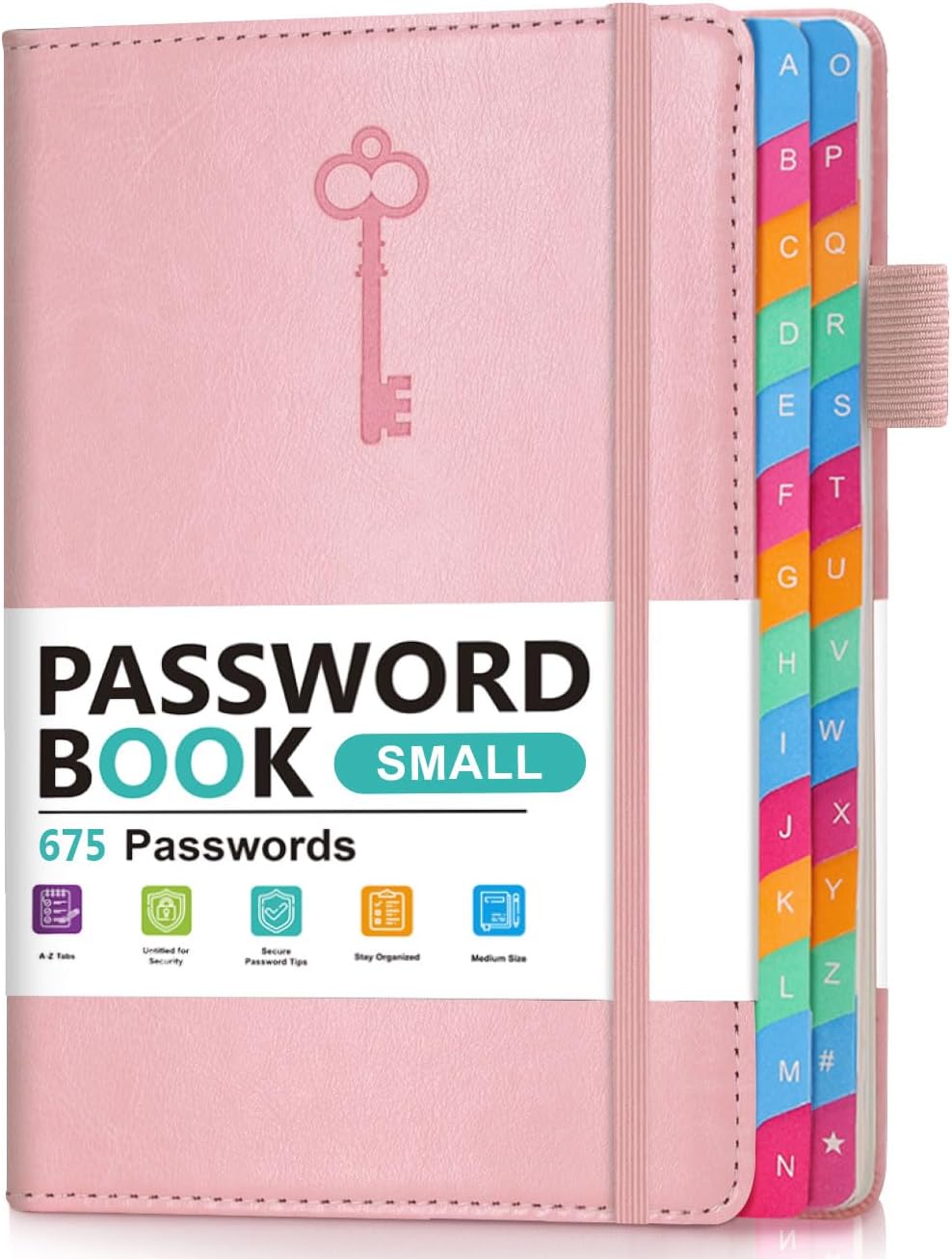 Small Password Keeper Book with Colorful Alphabetical Tabs, Hardcover Password Log-book for Internet Password and Website Address, 4.1"×6.2" Password Notebook for Home Office (Pink, Small (4.1 x 6.2 Inch))