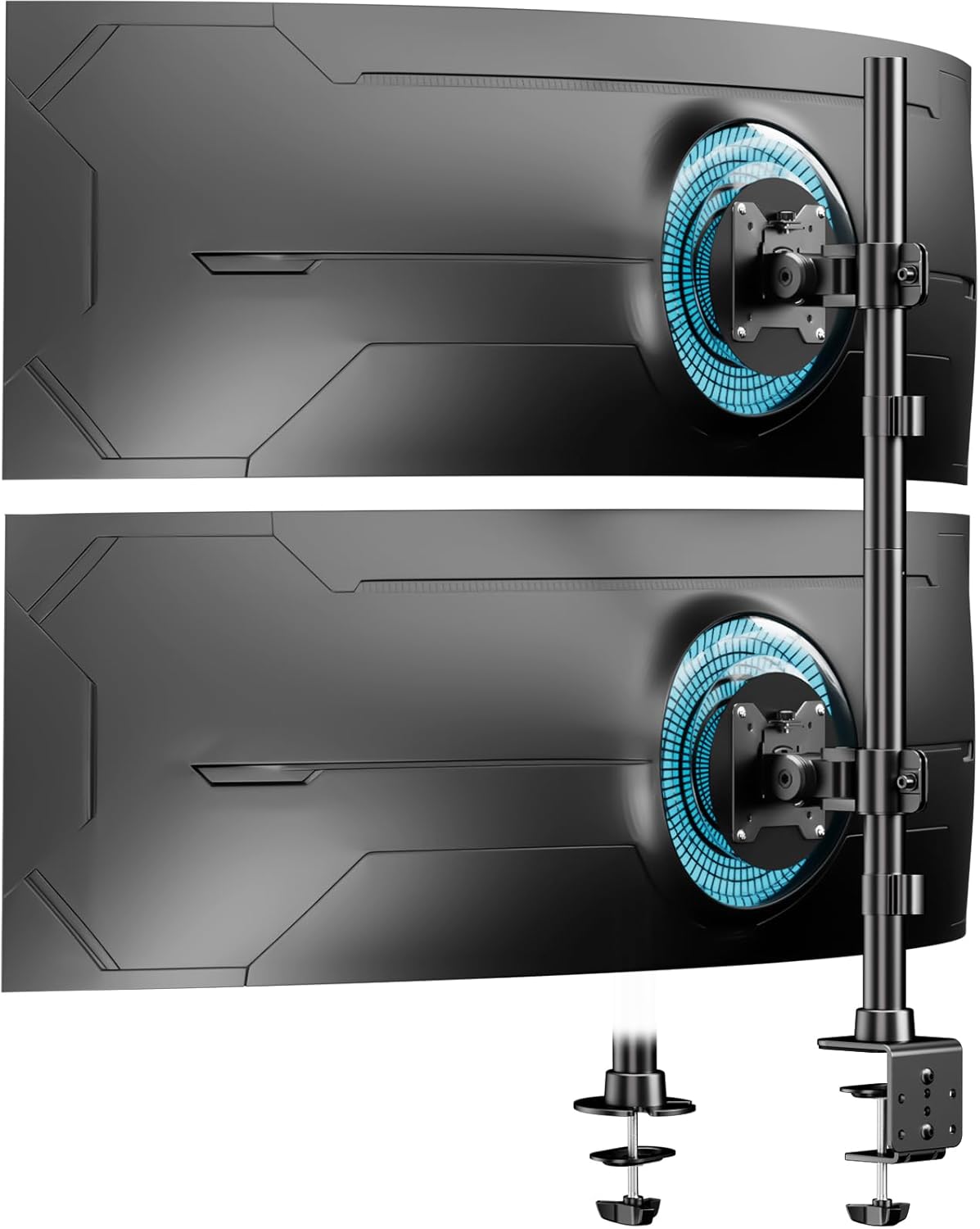 Dual Vertically Stacked Ultrawide Monitor Desk Mount 17-49 Inch - Extra Tall Heavy Duty Adjustable Monitor Arm for 2 monitores,Weight 2-20 kg per Arm,VESA 75/100 mm