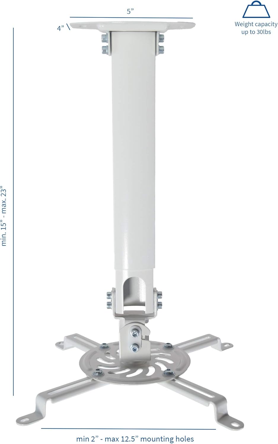 VIVO Universal Extending Ceiling Projector Mount, Height Adjustable Projection, White, MOUNT-VP02W