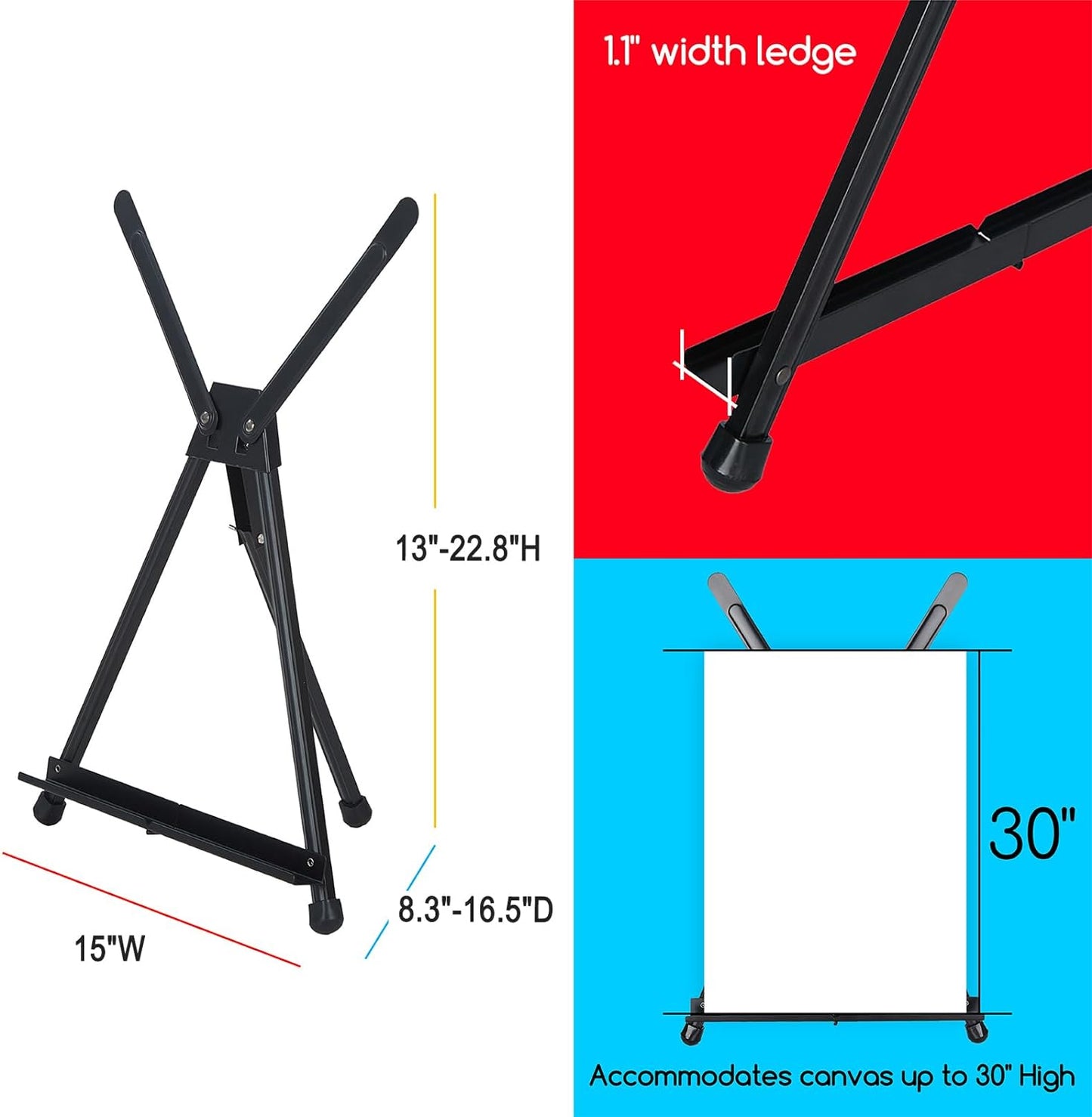 MEEDEN Tabletop Easels, Metal Easel Stand for Painting & Display, Aluminum Desktop Art Painting Easel, Foldable Portable Paint Easel Tripod Stand for Canvas, Paintings, Photos, Books, Signs