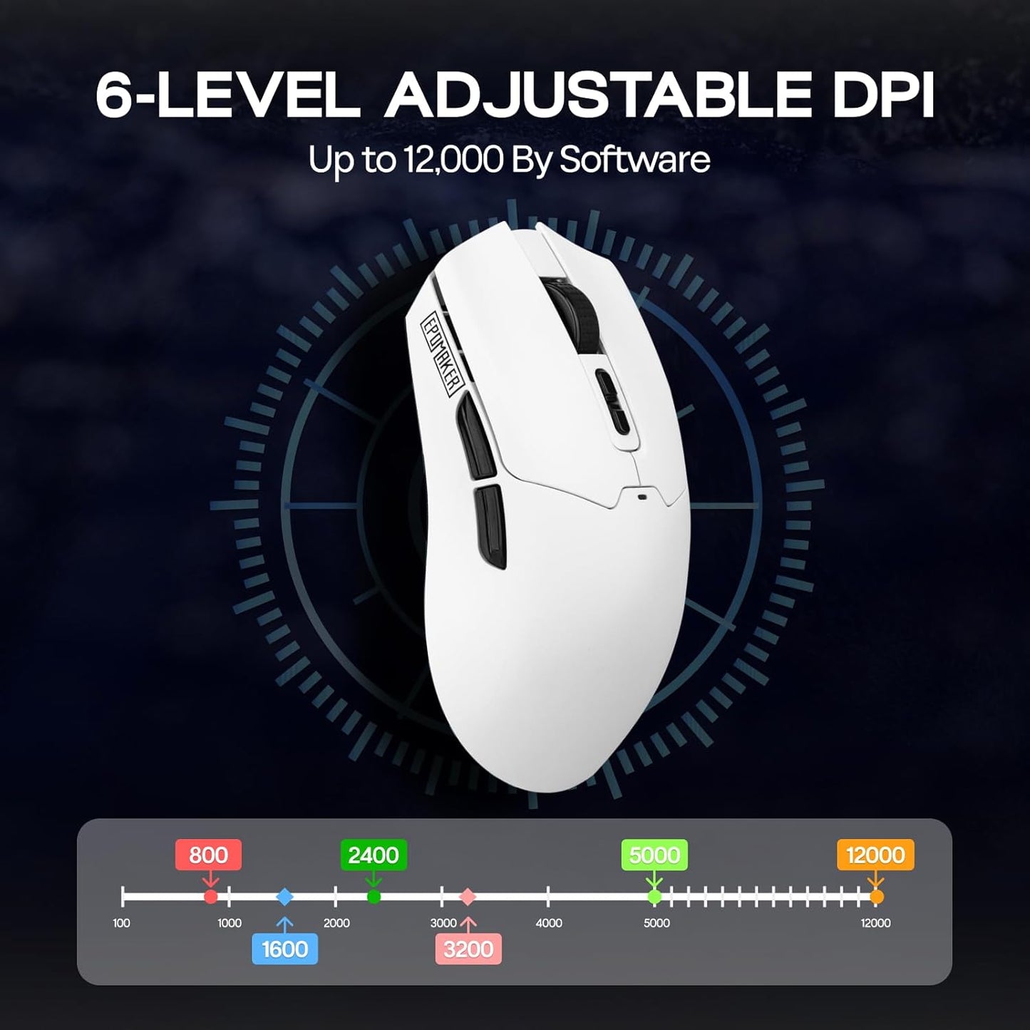 EPOMAKER Click Lite Wireless Gaming Mouse, 800 to 12,000 DPI Adjustable, PAW3311 Sensor, 500mAh, 59g, 2.4G/BT/USB-C Rechargeable Wireless Mouse with 5 Programmable Buttons for PC/Mac/Linux (White)