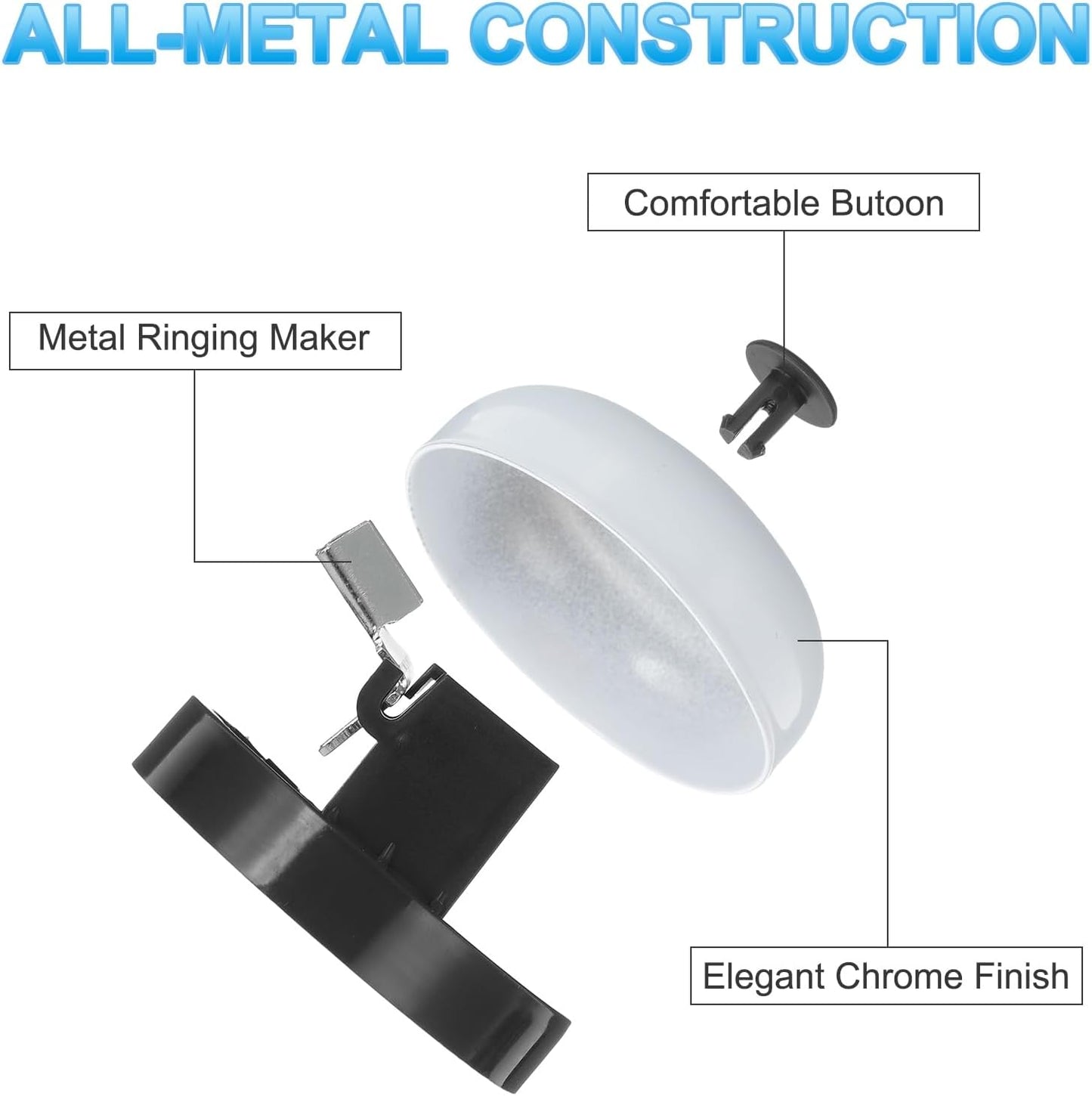 PATIKIL 4 Pcs Desk Call Bell 2.5" Dia with Metal Anti-Rust Construction Black/White