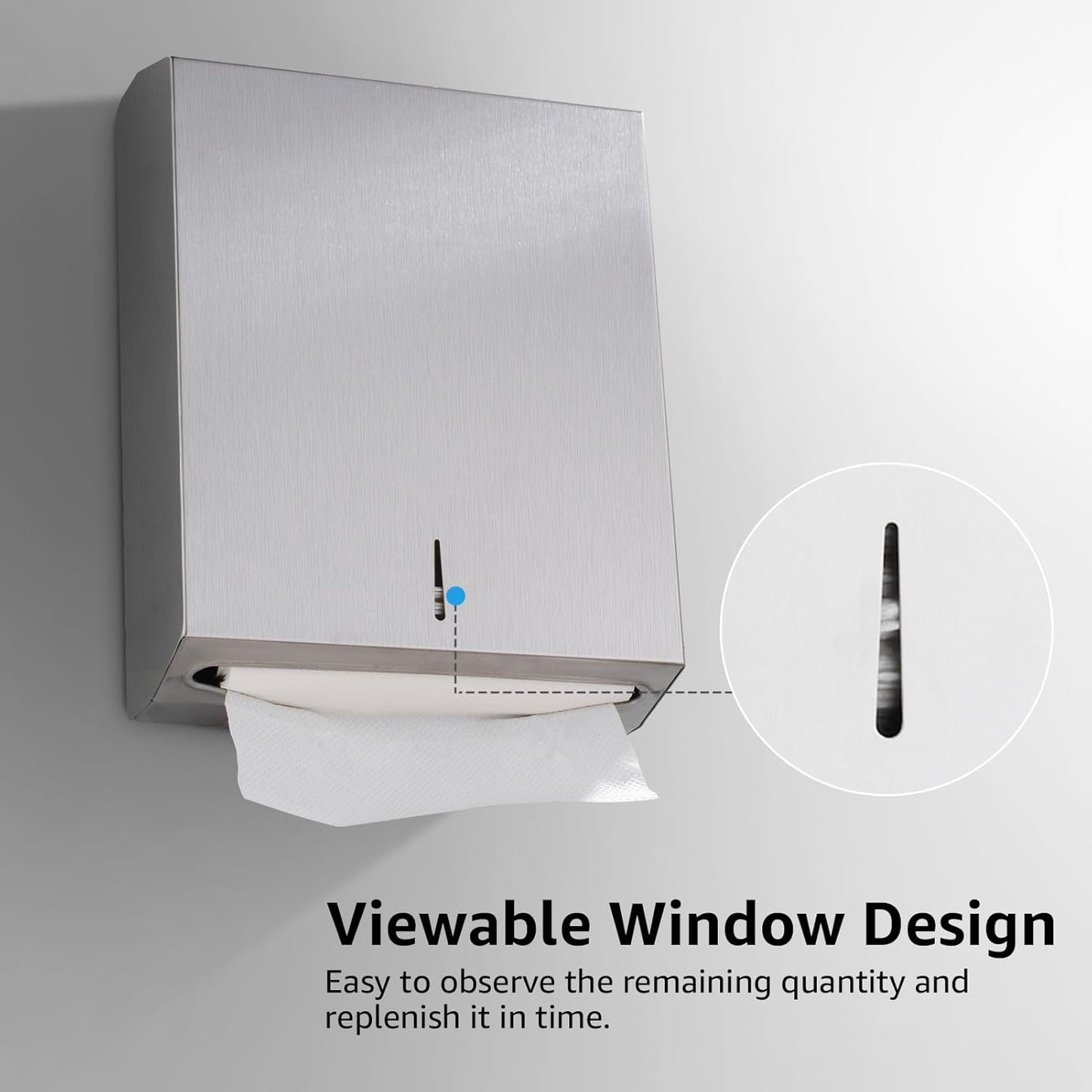 Paper Towel Dispenser Wall Mount - Multifold Trifold Paper Towel Dispensers, Large Capacity Stainless Steel Tissue Holder, Suitable for Bathrooms and Public Places