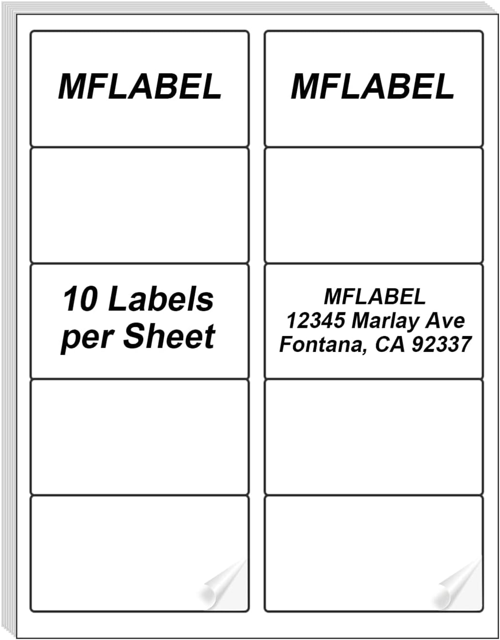 MFLABEL 2x4 Shipping Address Labels, 10-UP, 40000 Count, 4000 Sheets for Printer, Internet Mailing, FBA Stickers 2" x 4" for Laser/Inkjet Printer