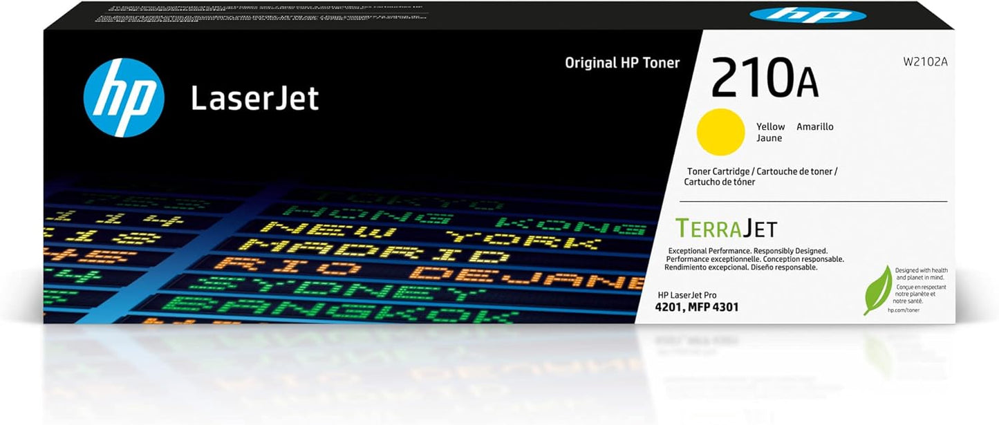 HP 210A Yellow Toner Cartridge | Works Color Laserjet Pro 4201, Color Laserjet Pro MFP 4301 Series | W2102A
