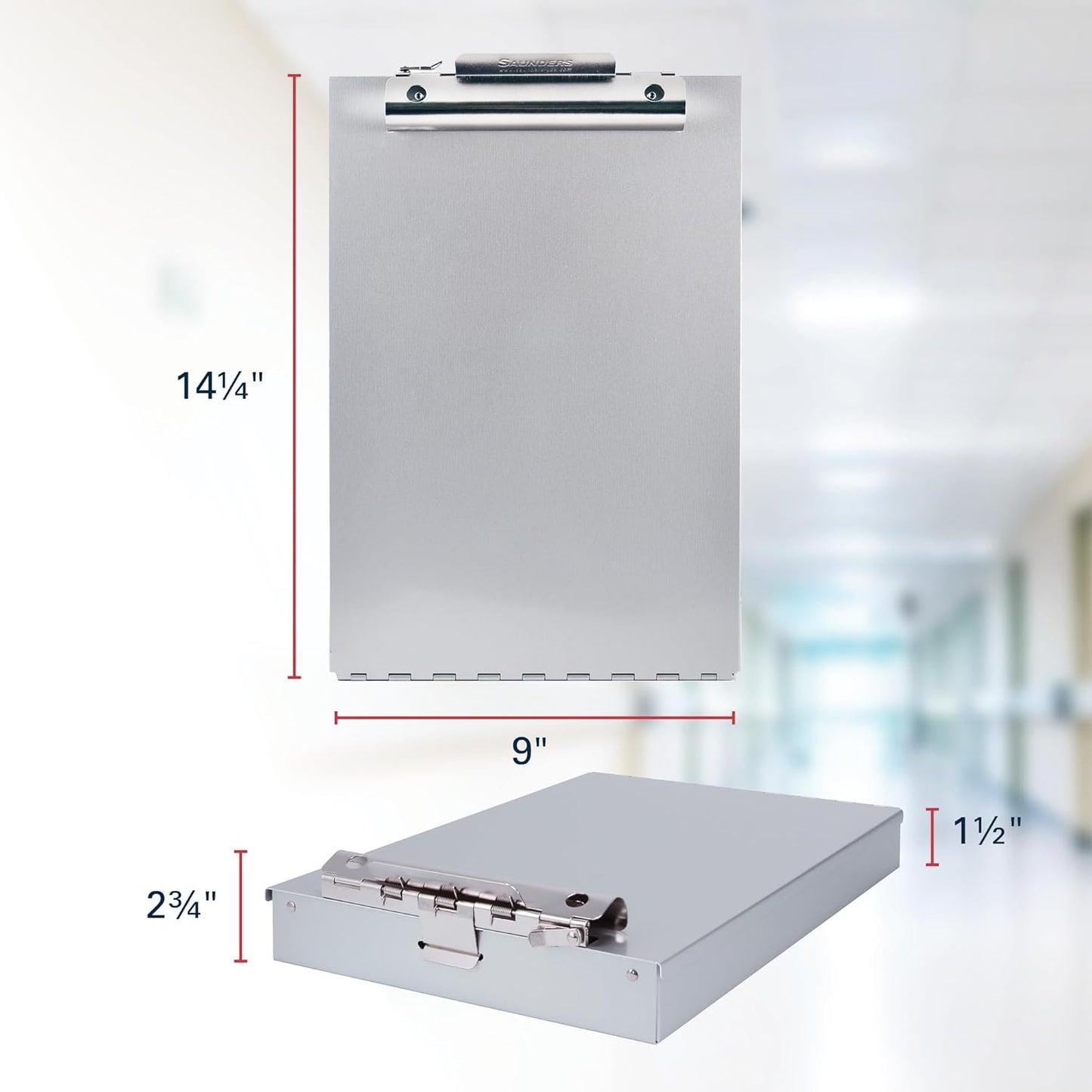 Saunders Recycled Aluminum Redi-Rite Storage Clipboard with Self-Locking Latch – Lightweight, Weather-Resistant Lacquer Finish Stationery Box. Office Products, Silver, Letter