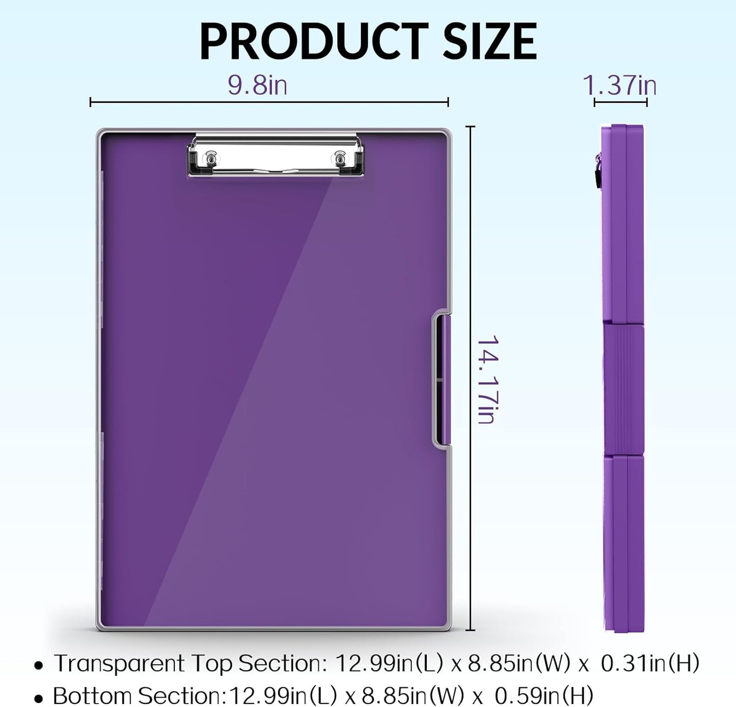 Sooez Clipboard with Storage, Heavy Duty Cleaview Clip Boards 8.5x11 with Dual Storage, Dry Erase Plastic Nursing Clipboard, High Capacity Clipboards Folder for Teacher Nurse, School & Office Supplies