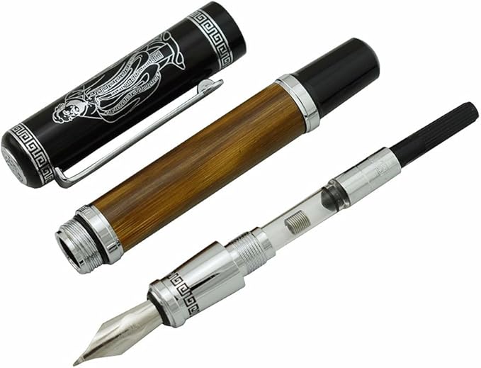 Lanxivi Duke 551 Confucius Fude Nib Fountain Pen Bent Nib Natural Bamboo Medium to Broad Art Handwriting Drawing Calligraphy Pen