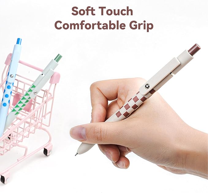 Gel Pens, 5Pcs 0.5mm Fine Point Pens With Smooth Wirting,Quick Dry Aesthetic Pens For Journaling, Ballpoint for Office School Supplies,Gifts for Women Men Student(Geometric Multicolor)