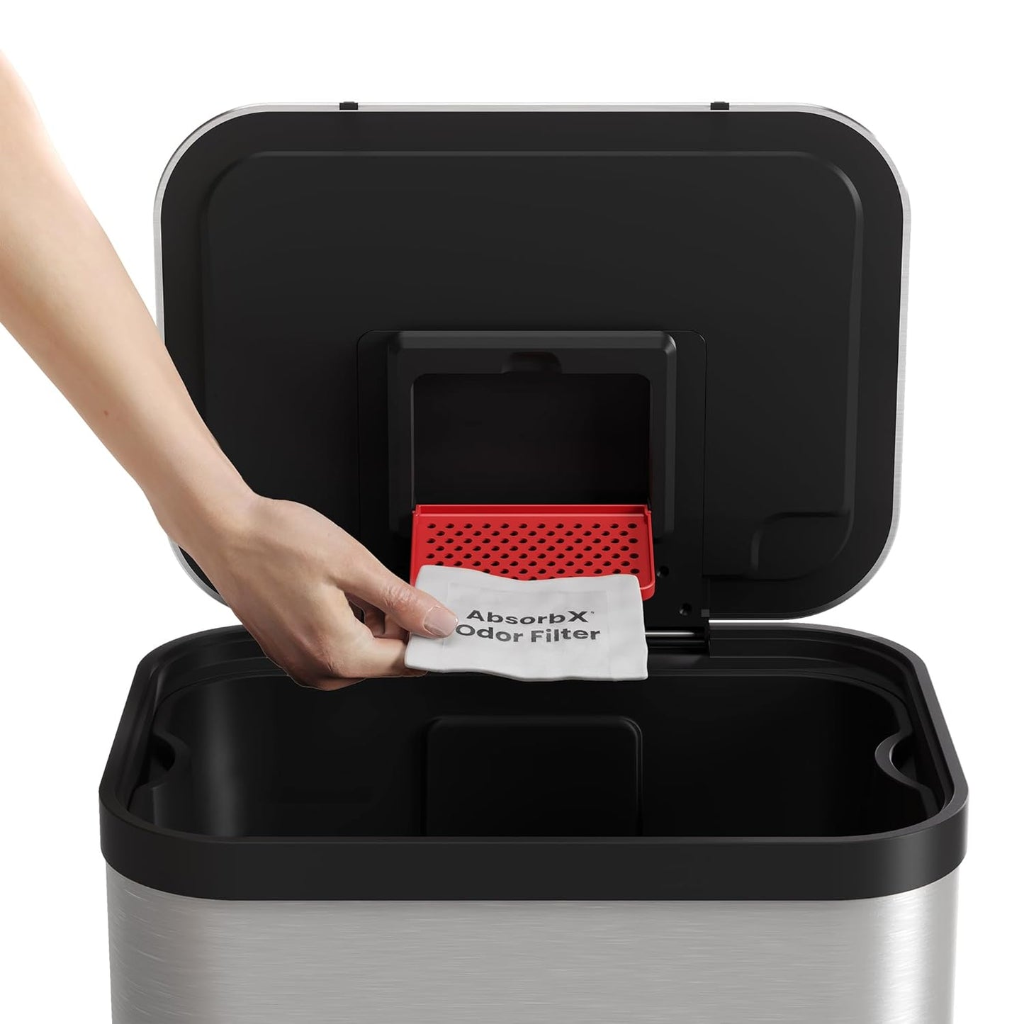 iTouchless Official Trash Can Deodorizer AbsorbX 3-Pack All Natural Activated Charcoal Odor Absorber Stops Garbage Smells, Compost Bin Filter Air Freshener for 8 Gal & Larger Trashcan with Compartment