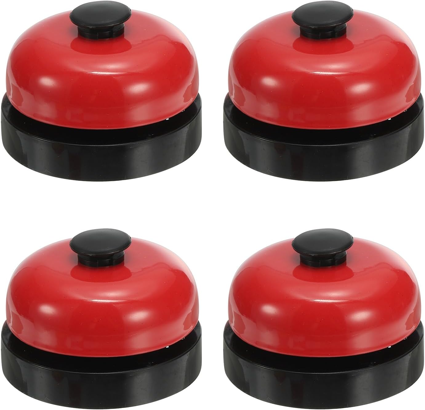 PATIKIL 4 Pcs Desk Call Bell 2.5" Dia with Metal Anti-Rust Construction Black/Red