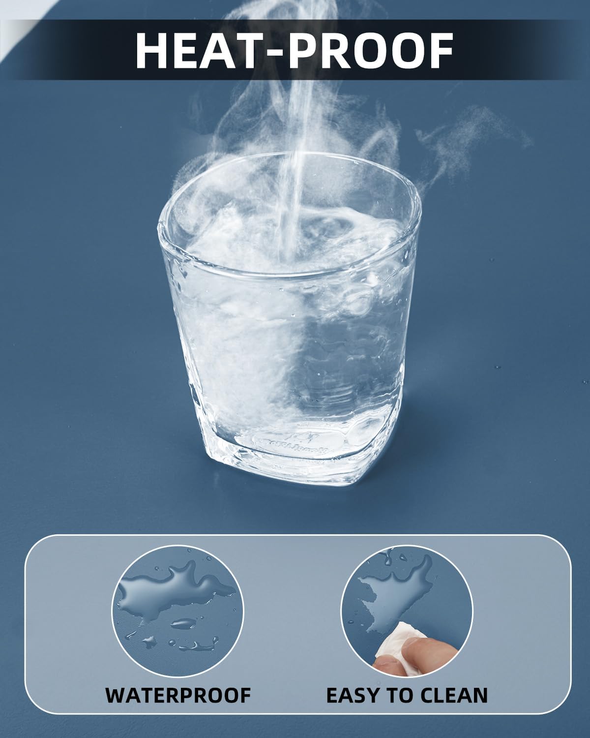 Desk mat Large, Leather Desk Pad Protector,Office Desk Mat,Mouse Pad, Non-Slip Desk Blotter, Laptop Desk Pad, Waterproof Desk Writing Pad for Office&Home (Grey Blue, 48" x 24")