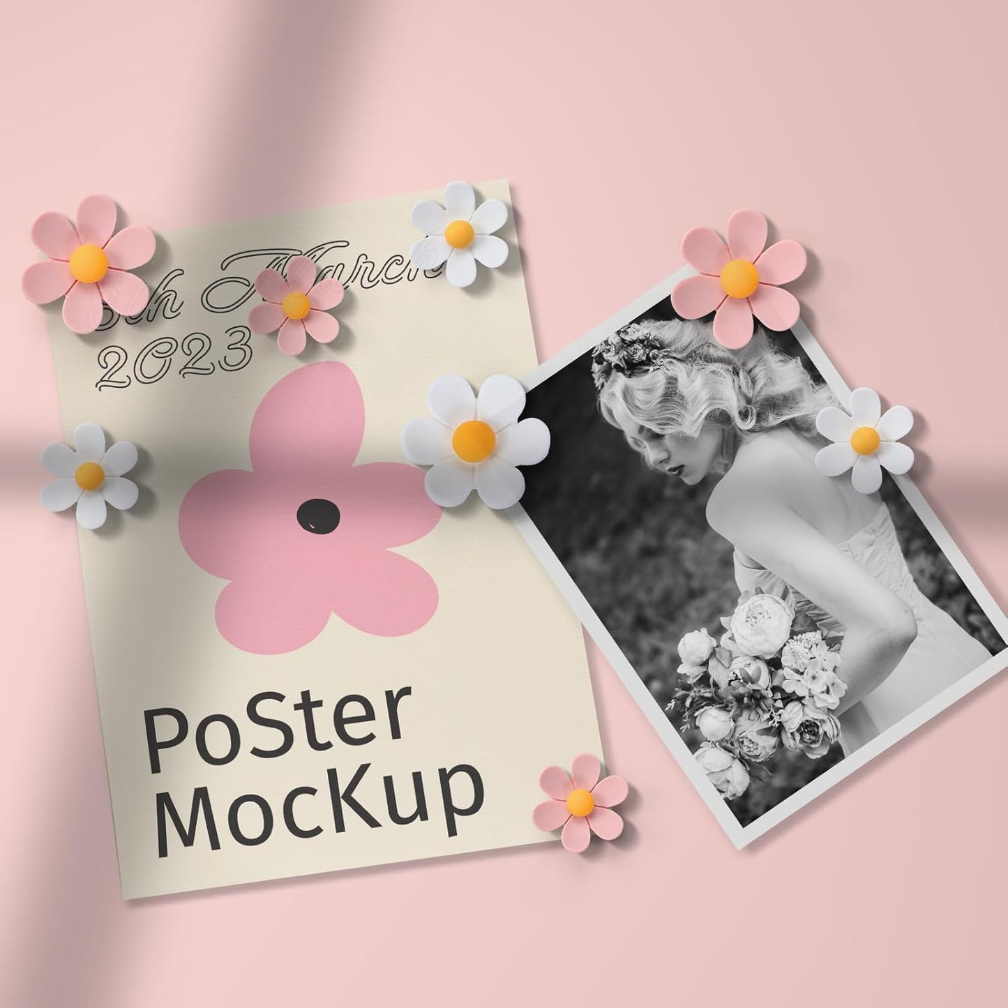 20Pcs Cute Fridge Magnets,2 Colors Cute Magnets, Pink 3D Flower Fridge Magnet, Resin Decorative Magnet for Refrigerator Locker Whiteboard Office Kitchen(10 Small+10 Medium)