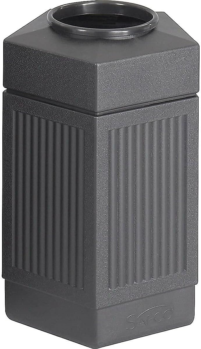 Safco Canmeleon Trash Can, 30 Gallons, Indoor and Outdoor Use, Durable & Weather-Resistant Commercial Garbage Can, Black