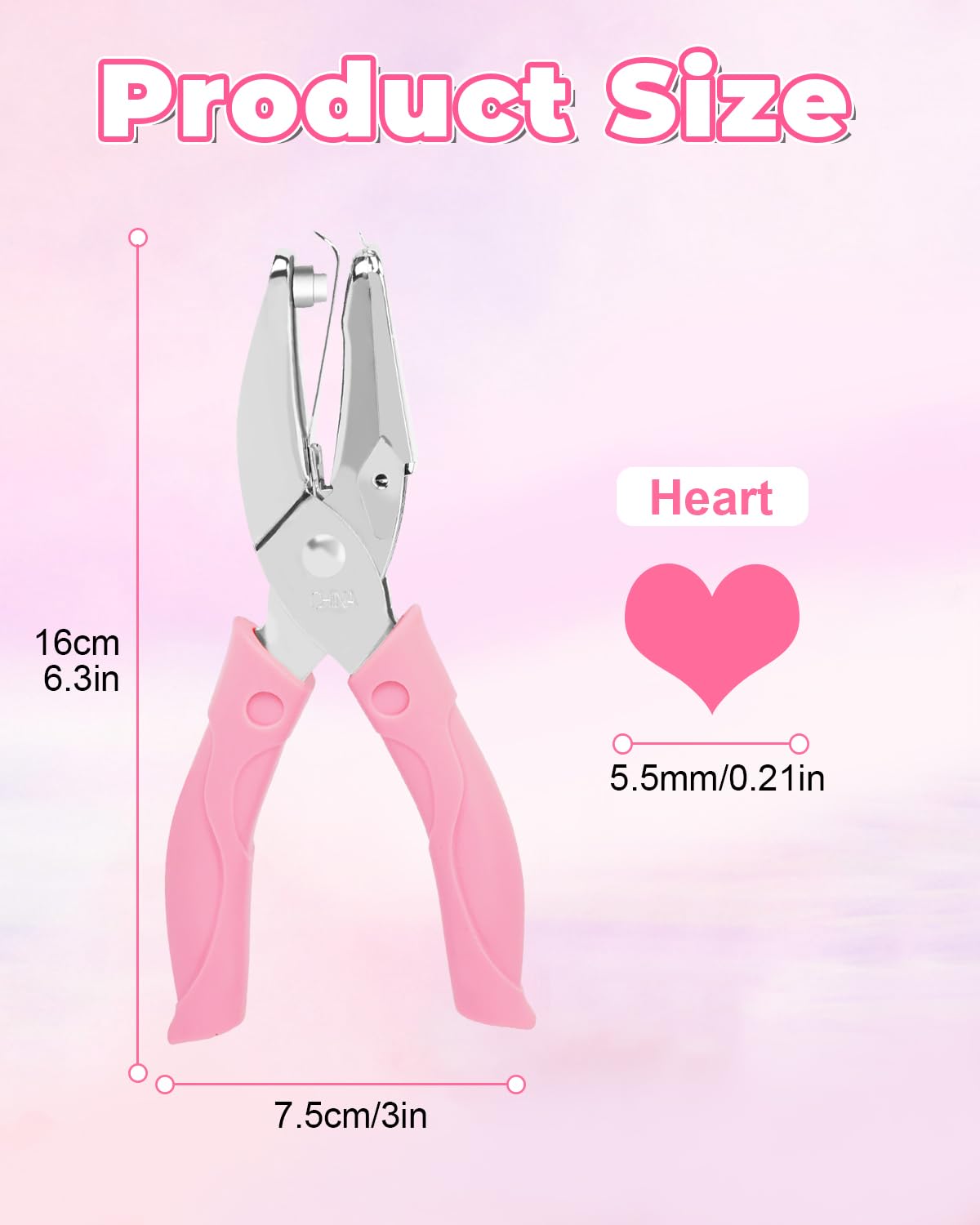 UCEC Heart Shape Single Paper Hole Puncher, Heart-Shape Handheld Hole Paper Punch, 1 Pack 1/4" Metal Single Hearts Hole Paper Punch with Soft-Handled for DIY Craft Tags Clothing Ticket