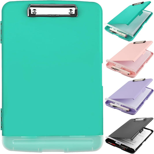 Clipboard with Storage, A4 Binder Nursing Clipboards with Pen Holder, Heavy Duty Storage Clipboard with Low Profile Clip, Clipboards Folder Side-Opening, Smooth Writing Clip Board (Mint Green)