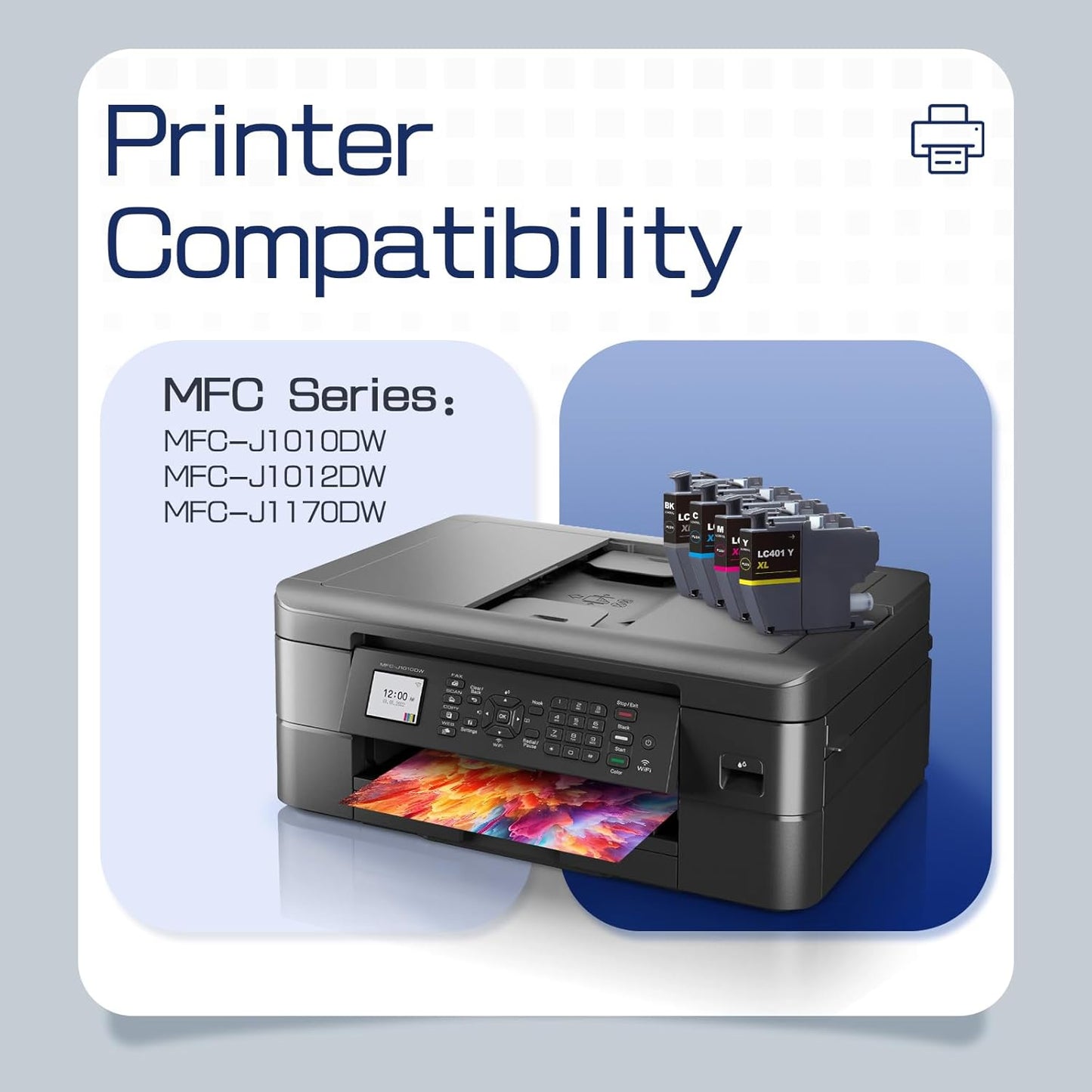 LC401XL LC401 High Yield MFC-J1010DW Ink Cartridges 10-Packs Compatible for Brother 401XL LC-401 Ink Cartridges Work with MFC-J1010DW J1170DW J1012DW J1800DW (4 Black, 2 Cyan, 2 Magenta, 2 Yellow)