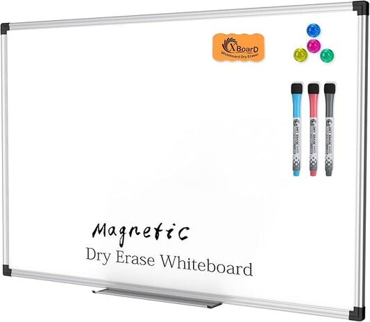 XBoard Magnetic Dry Erase Board/Whiteboard, 36 X 24 Inches, Double Sided White Board,1 Dry Eraser & 3 Dry Erase Markers & 4 Push Pin Magnets
