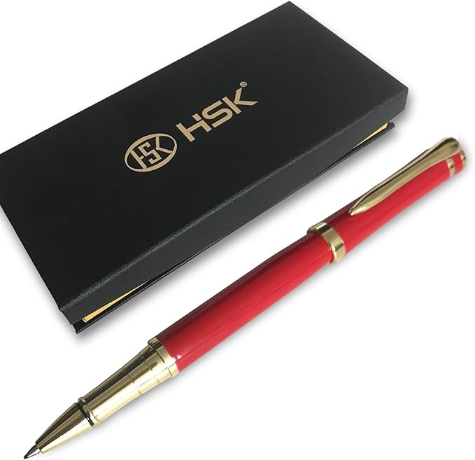 HSK Luxury Ballpoint Pens gift Pen Black Refill Line width 0.5mm,Best Ball Pen Gift Set for Men & Women Professional Executive,Office,Nice Pens Classy Gift Box (Red)