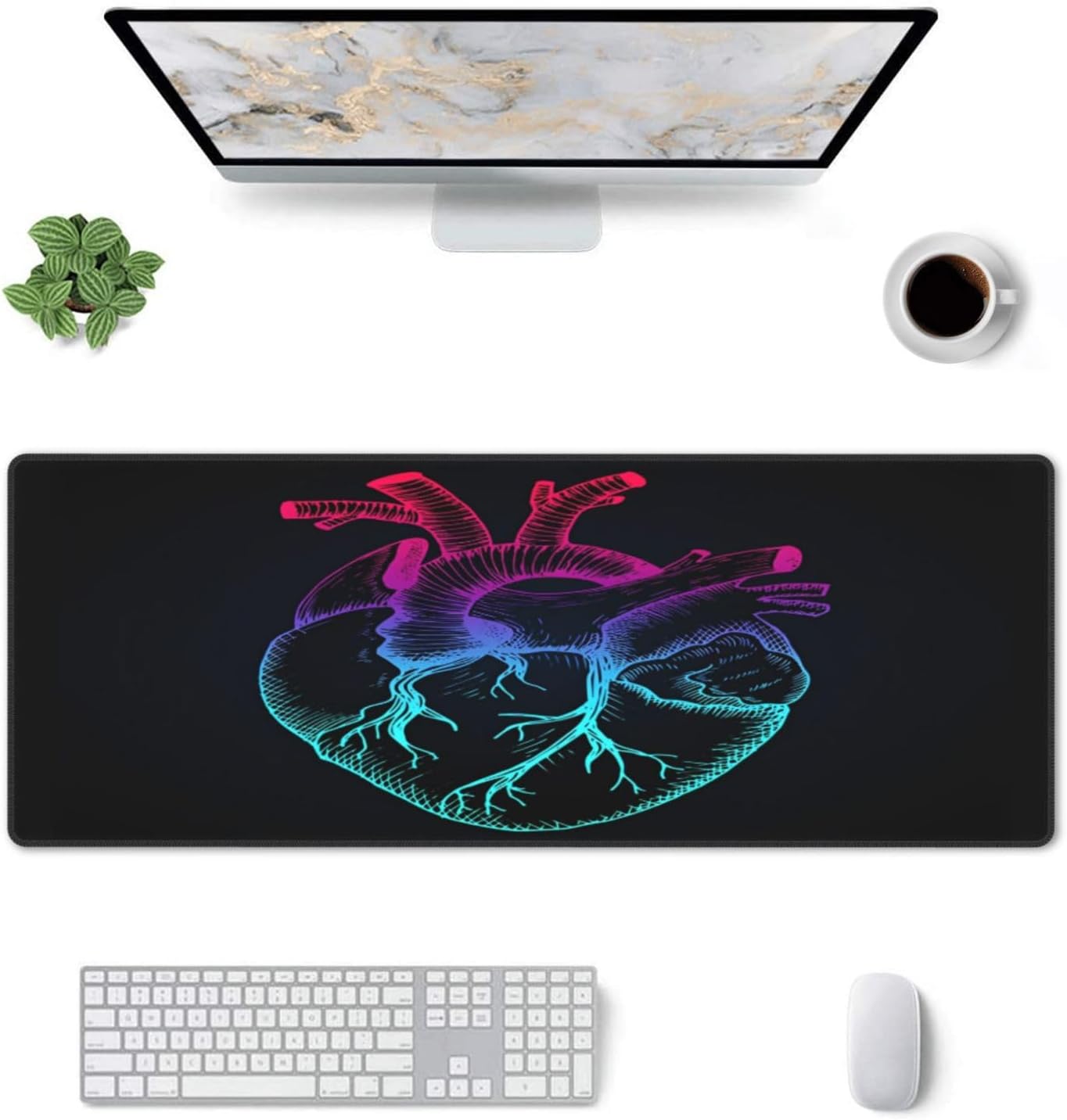 Anatomical Heart Mouse Pad, Medical Large Big Gaming Mouse Pad Desk Pad, Mousepad with Non-Slip Rubber Base, Extended XXL Mouse Mat for Computer Laptop Office Accessories