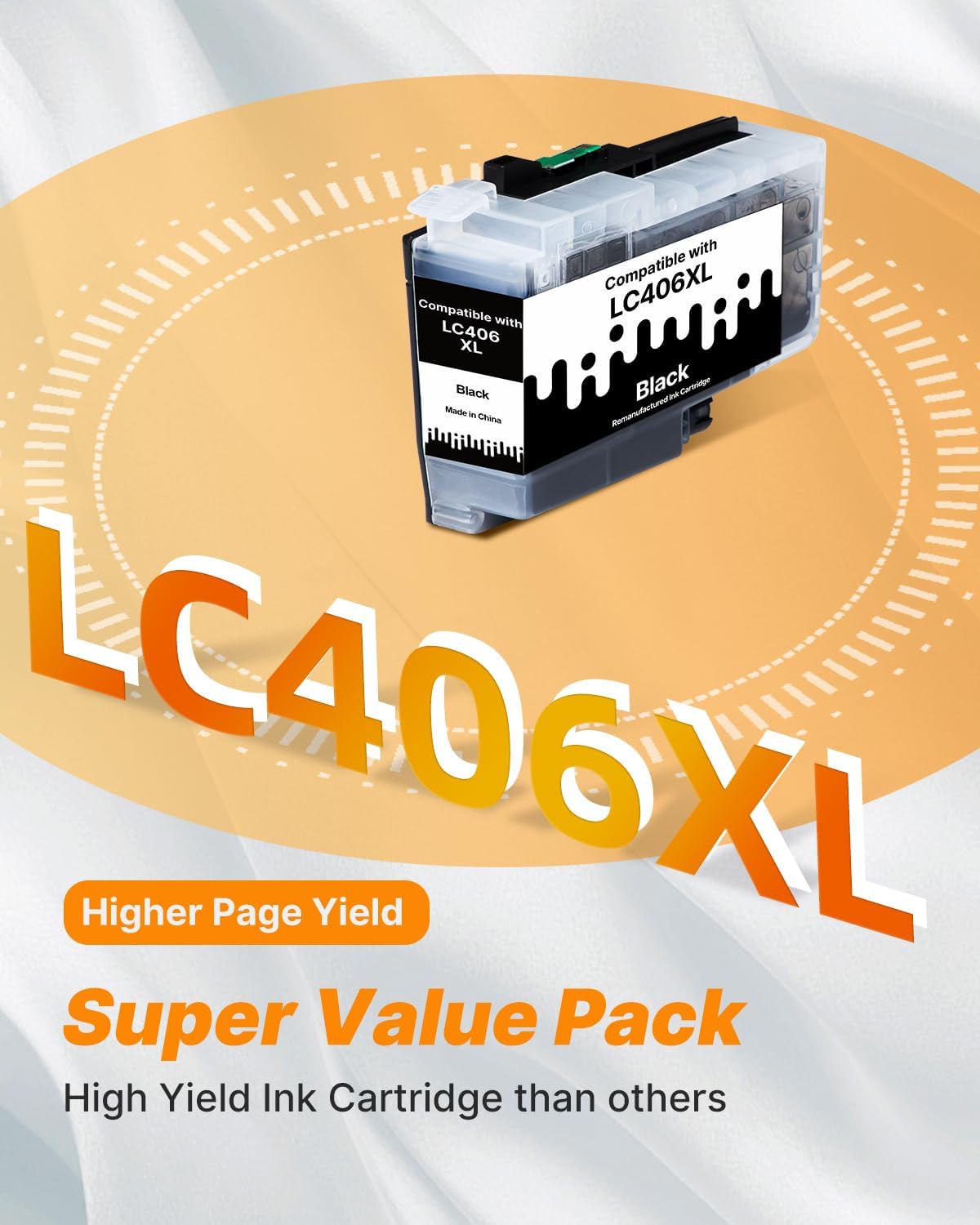 LC406 Ink Cartridges for Brother Printer Black Compatible for Brother LC406XL LC 406 XL 406 XL High Yield Ink Cartridges for Brother MFC-J4535DW MFC-J4335DW MFC-J5855DW MFC-J6555DW MFC-J6955DW, 1 Pack