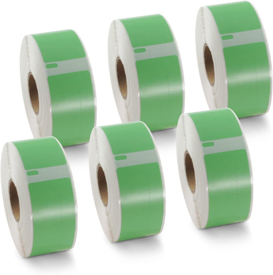 BETCKEY Colored Labels Compatible with Dymo 1738595 (3/4" x 2-6/2") Barcode/File Labels, Compatible for Dymo LabelWriter Thermal 450, 4XL & Zebra Desktop Printers [6 Rolls, Green]