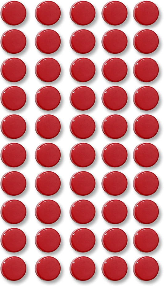 Qualsen Fridge Magnets, 50pcs Small Refrigerator Magnets for Whiteboard, Mini Cute Magnets for Locker, Whiteboard, Kitchen, Office, Classroom (Red)