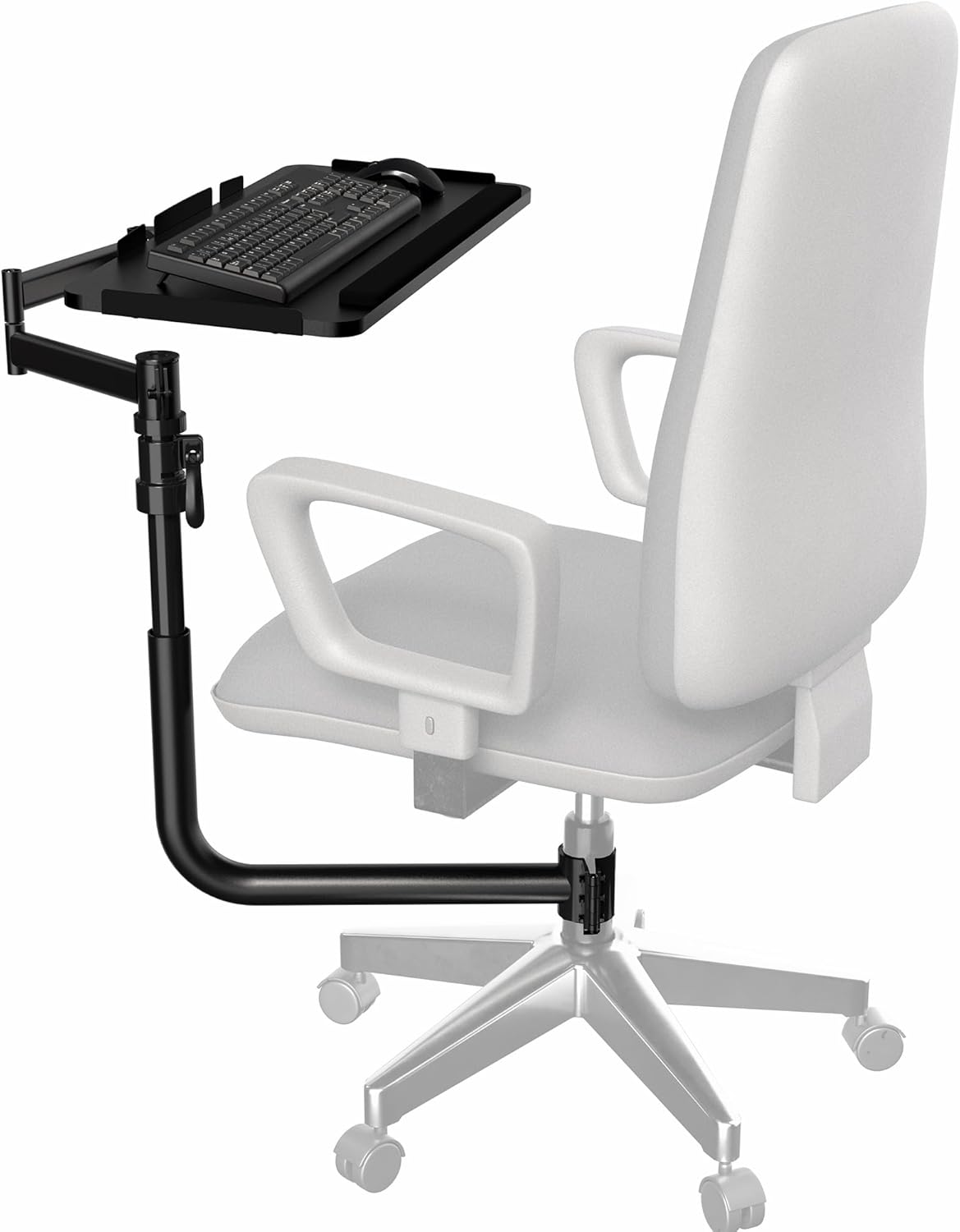 VIVO Office Chair Mounted 26 x 12 Inch Keyboard and Mouse Tray, Ergonomic Tilt, Full Motion 360 Degree Rotation, Black, MOUNT-KB18CP