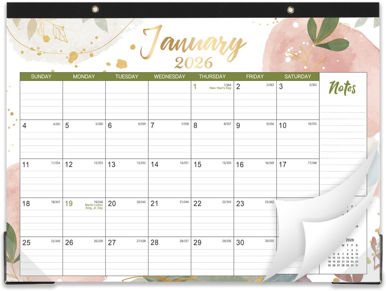 2026 Desk Calendar - Jan. 2026 - Dec. 2026, 14.6" x 11.5" Desk Calendar 2026, Desk Pad, Julian Date, Corner Protectors, Good for Work or Home Desk Organizing