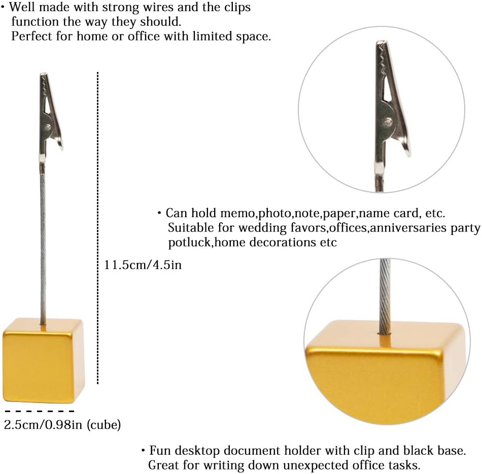 10pcs Table Number Holder Name Place Card Holder Memo Clip Holder Stand Note Holder Pictures Card Paper Menu Clip (Gold)