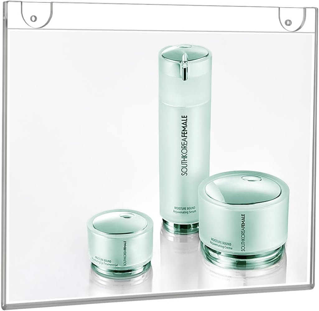 NIUBEE 6-Packs Acrylic Wall Sign Holder 8.5x11 Horizontal, Clear Plastic Picture Frames , Wall Mounted Design, Support No Drilling (Provide 3M Tape and Mounting Screws)