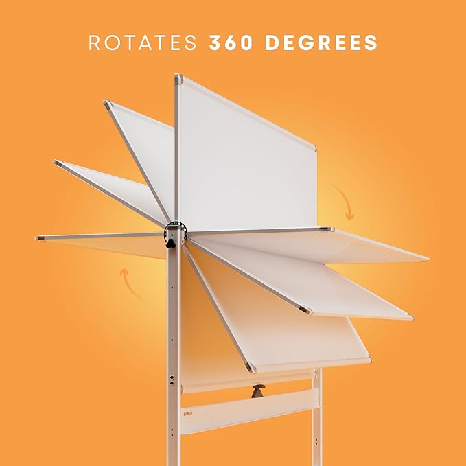 Rolling Dry Erase Board 96 x 46 - Large Portable Magnetic Whiteboard with Stand - Double Sided Easel Style Whiteboard with Wheels - Mobile Standing White Board for Office, Classroom & Home