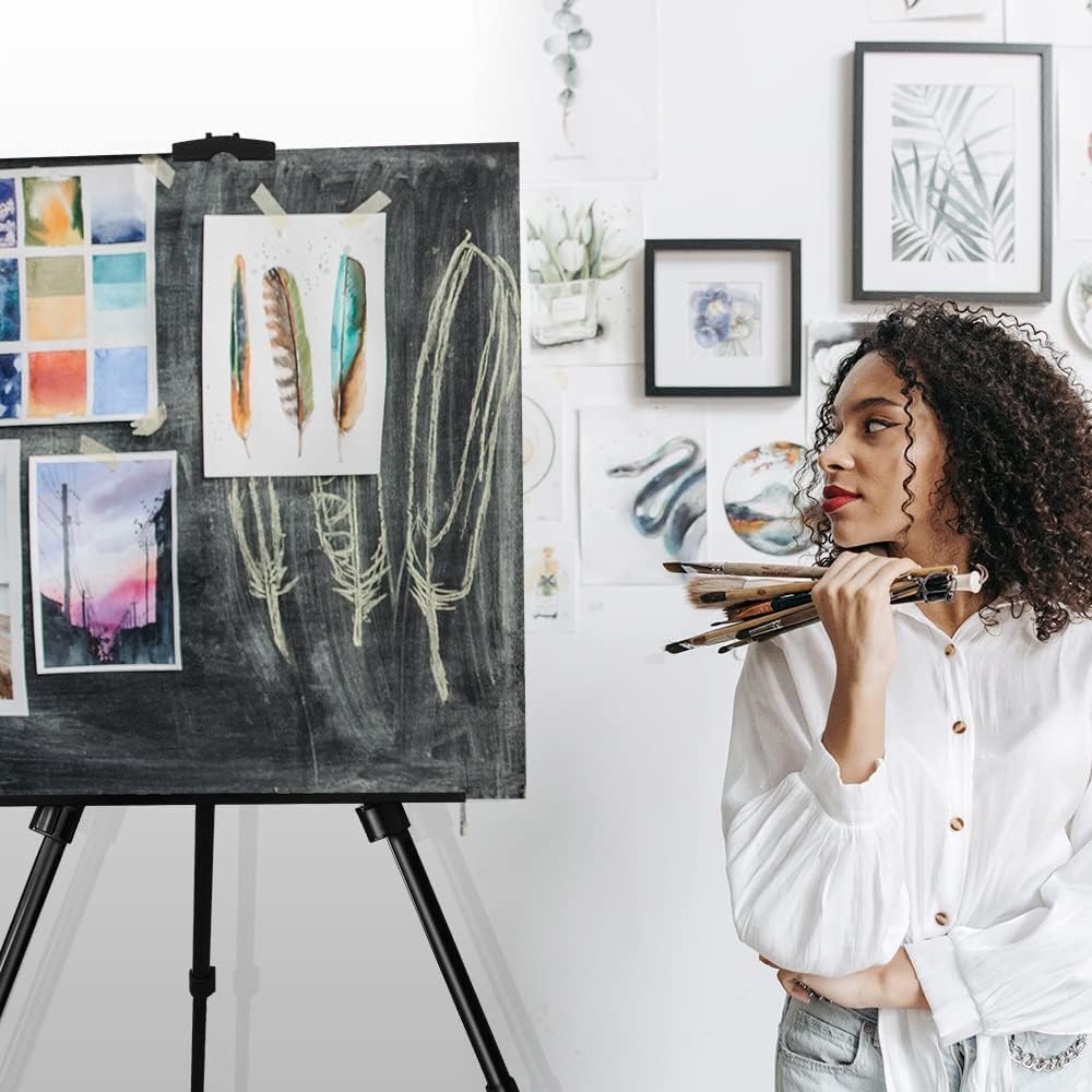 RRFTOK Easel Stand for Sign and Painting: Art Portable Adjustable Metal Tripod Easels for Display Height from 17 to 66 Inch -Canvas Stand for Table-Top/Floor Paint for Artists Adult Holder or Teen