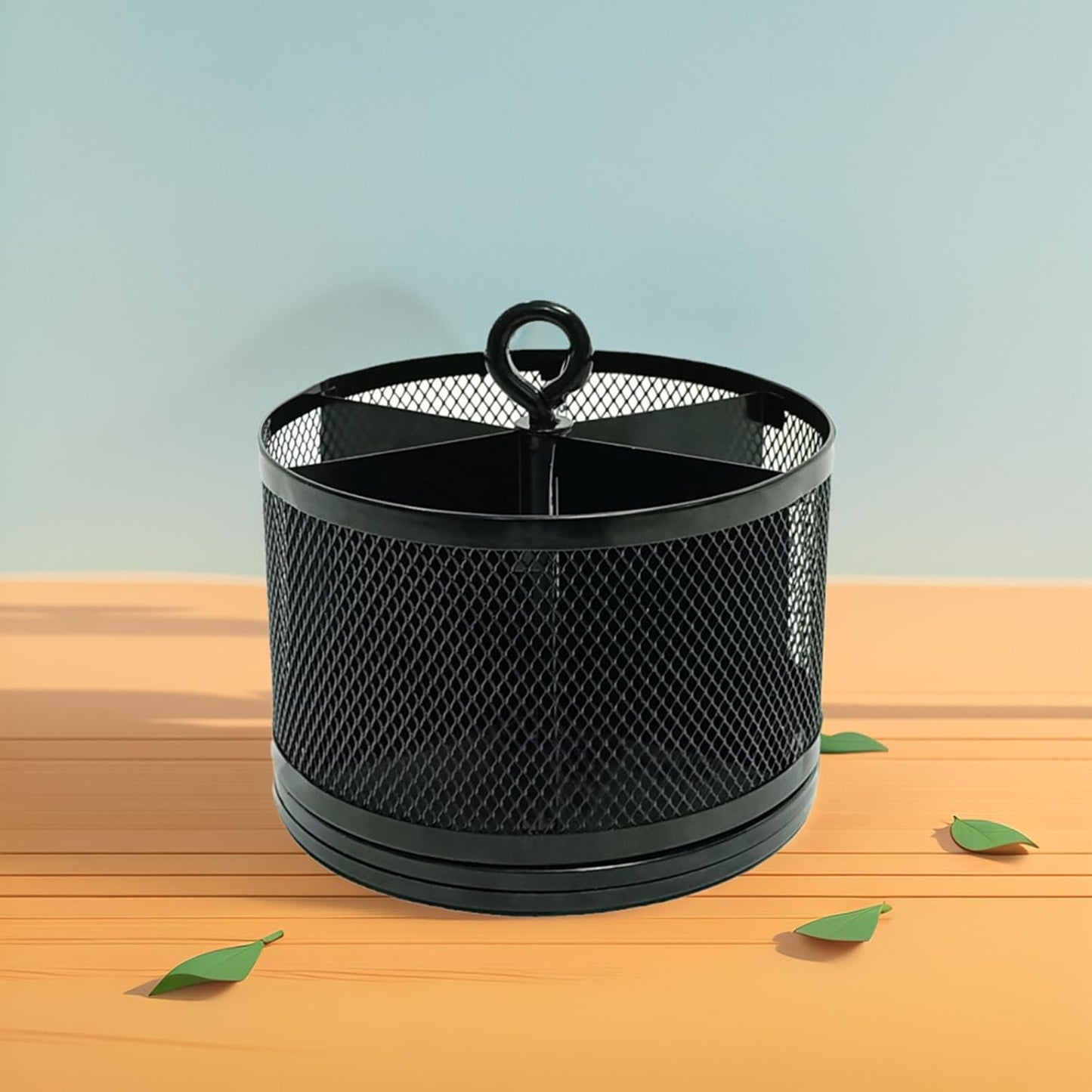 SETTFRFE Rotating Pen Holder for Desk,Supplies Organizer pencil Caddy,6 Compartments Desk Organizer,Black (Metal Mesh Style)