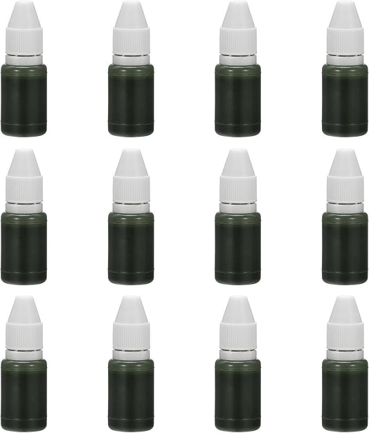 PATIKIL 0.33oz Refill Ink for Stamps and Ink Pads, 12Pcs 10ml Stamp Pad Ink Refill for Office Stamp Self Inking Stamp Date Stamp Scrapbooking, Green