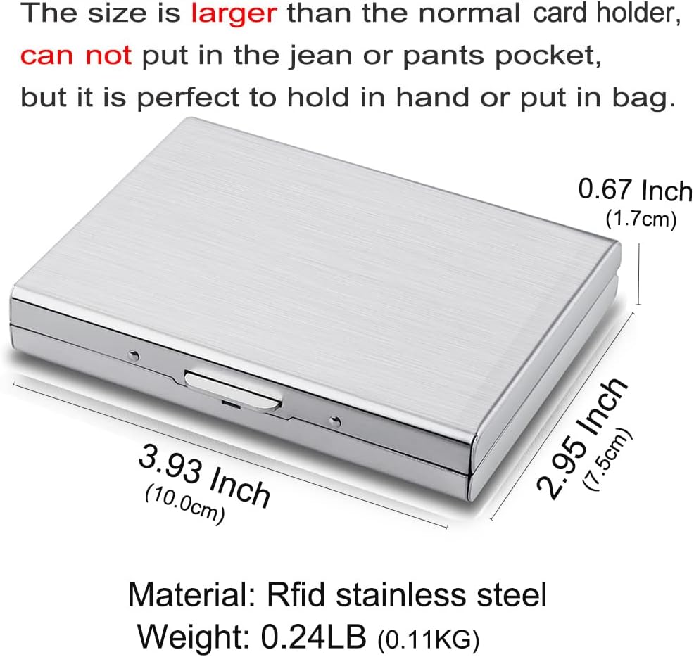 EASTNIGHTS RFID Credit Card Holder Protector Metal Credit Card Wallet Business Card Holder for Men Women Gift Box Package (Silver)