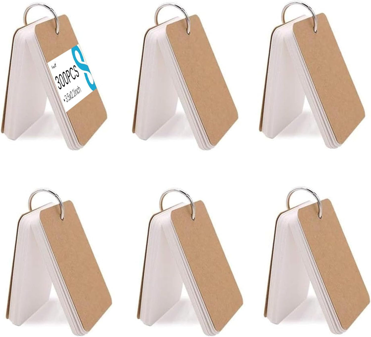 Koogel 300PCS Index Cards with Rings, 2.2 x 3.5 Small Flash Cards for Back to School, Portable Mini Blank Flashcards Study Notecard for Studying Note Taking To Do List Classroom College Supplies