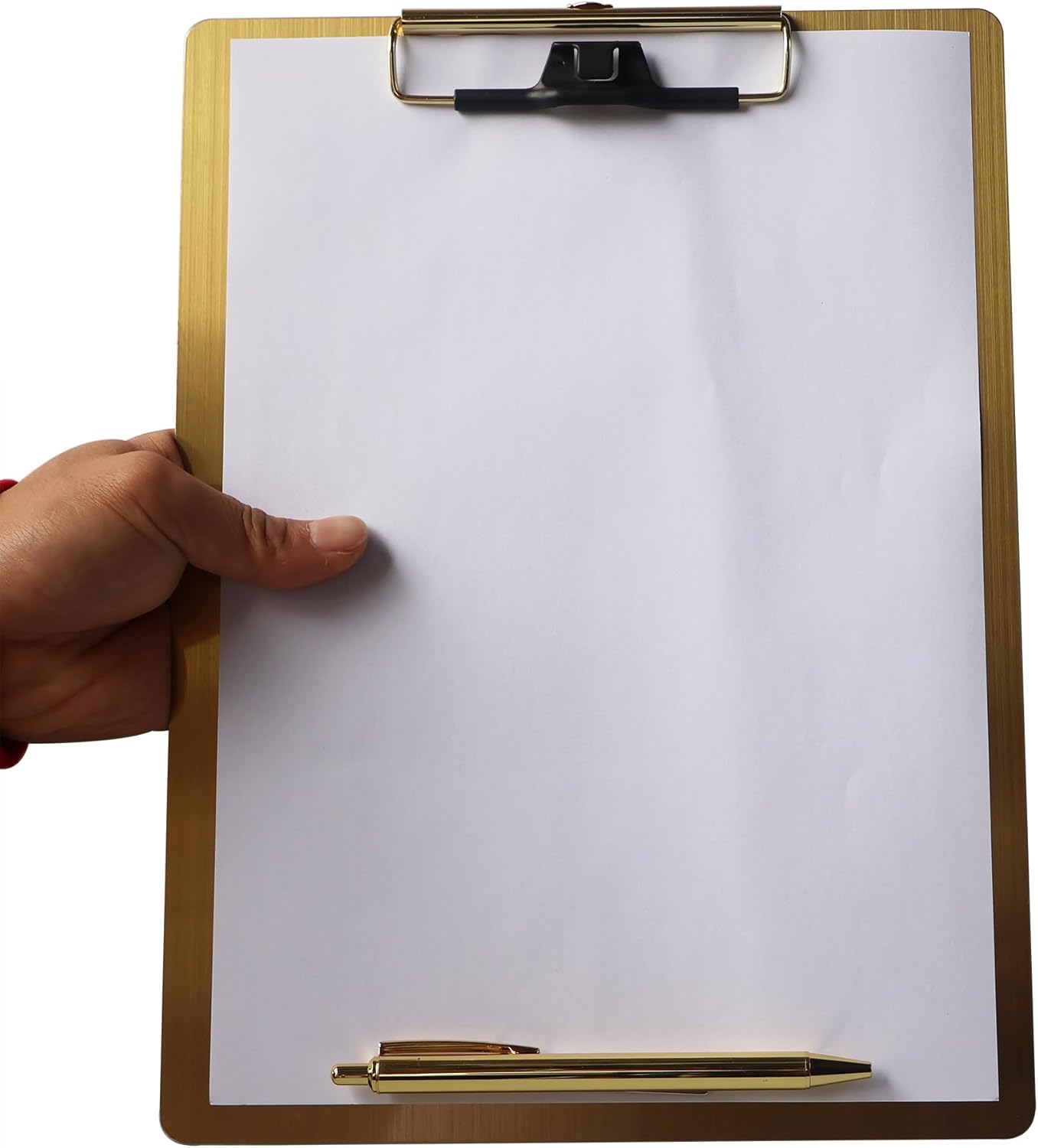 Stainless Steel Magnetic Clipboard with Pen - Multiple Sizes, Magnetic Design, Essential for Office and Home (Gold 9.2 x 12.5 Inches)