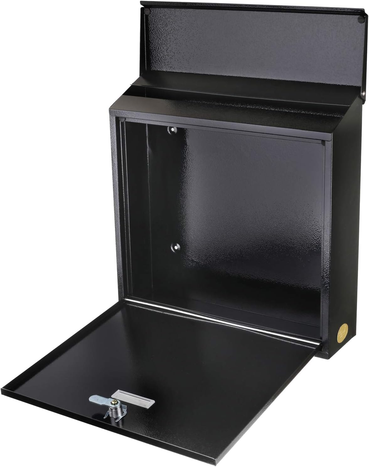 Metal Mailbox Steel office comment Suggestion ballot Box Secure Box With top special Wide Slot for envelopes Wall Mount with pre drilled holes Drop Box for Home and Office 14.3H x 14.6W x 3.75D(Black)