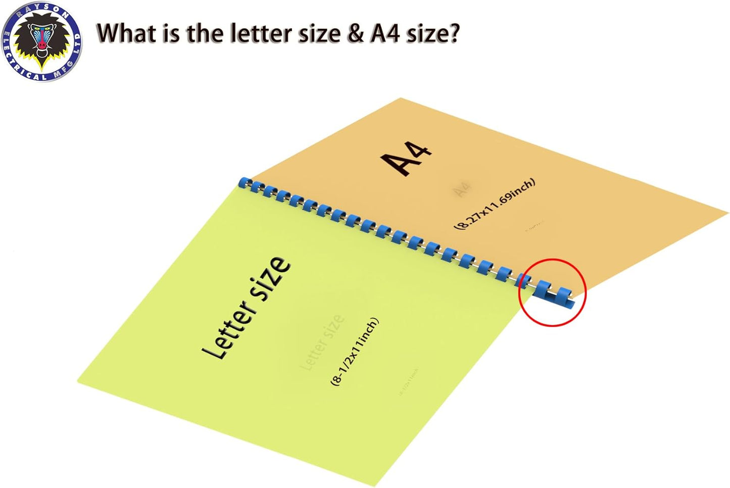 Rayson CR-6-100-M Plastic Binding Combs 1/4in. 21-Ring, 20-Sheet Capacity, Colorful Comb Binding Spines, Max. Binding A4 Size Paper (8.3"×11.7"), Box of 100